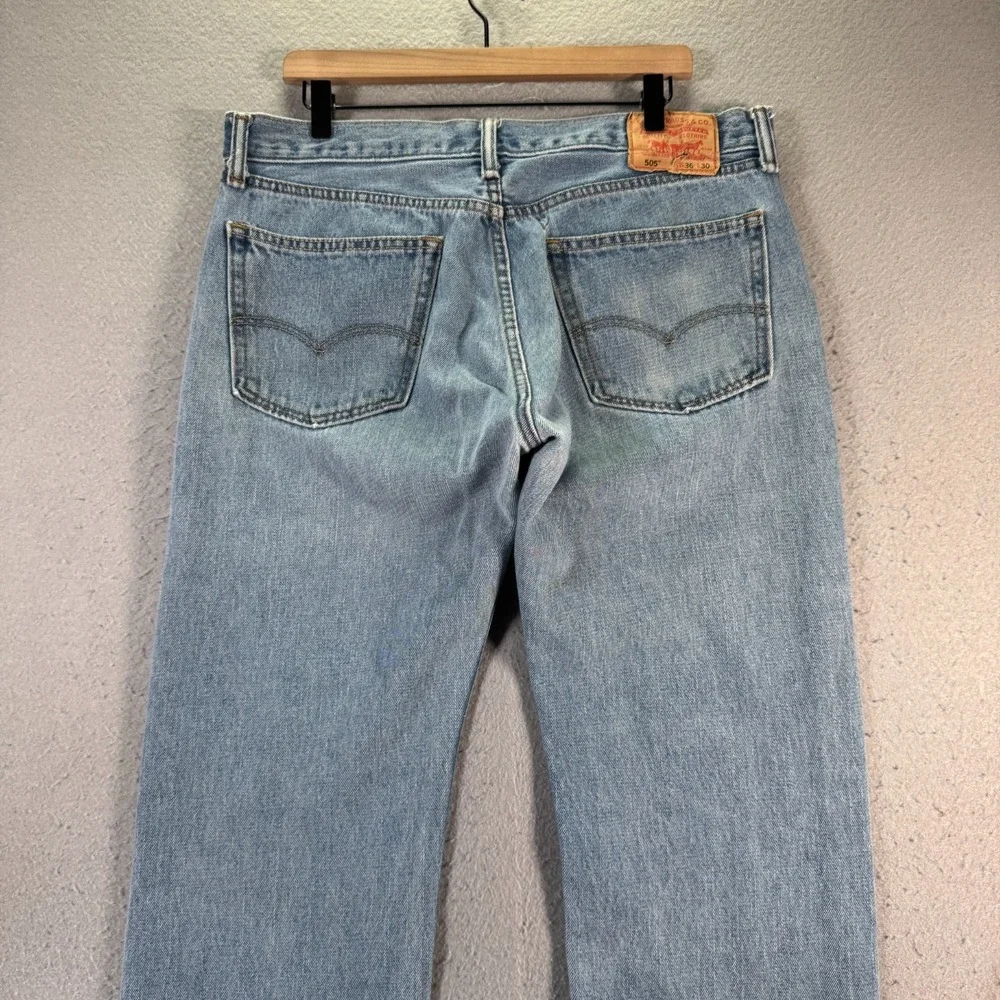 Vintage Levis 505 Jeans‎ Means 36x30 Straight Fit Blue Lightwash Denim Classic